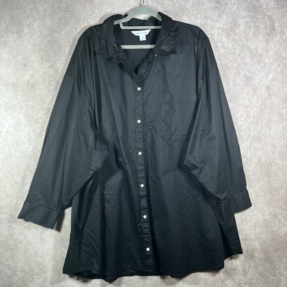 Old Navy‎ The Boyfriend Shirt Womens 4X Black Button Up Long Sleeves Casual Goth - Picture 1 of 8